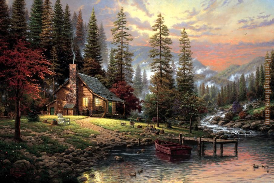 A Peaceful Retreat painting - Thomas Kinkade A Peaceful Retreat art painting